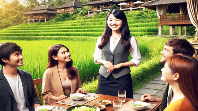 Restoran dengan view sawah