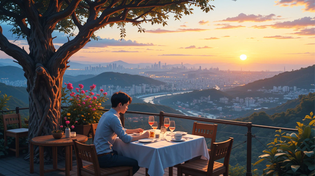 Seorang pemuda di kafe