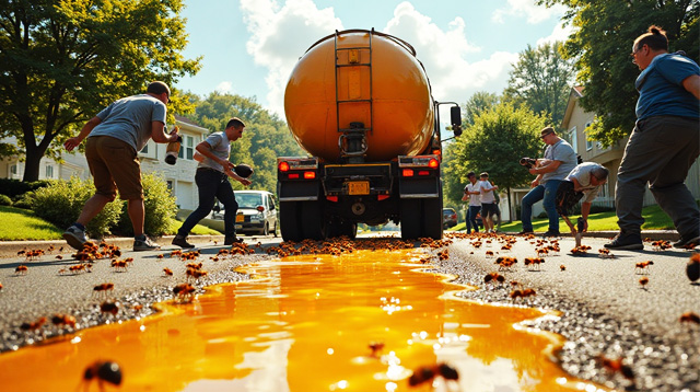 Truk tangki pengangkut madu