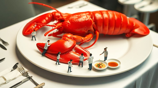 Lobster raksasa dan miniatur manusia